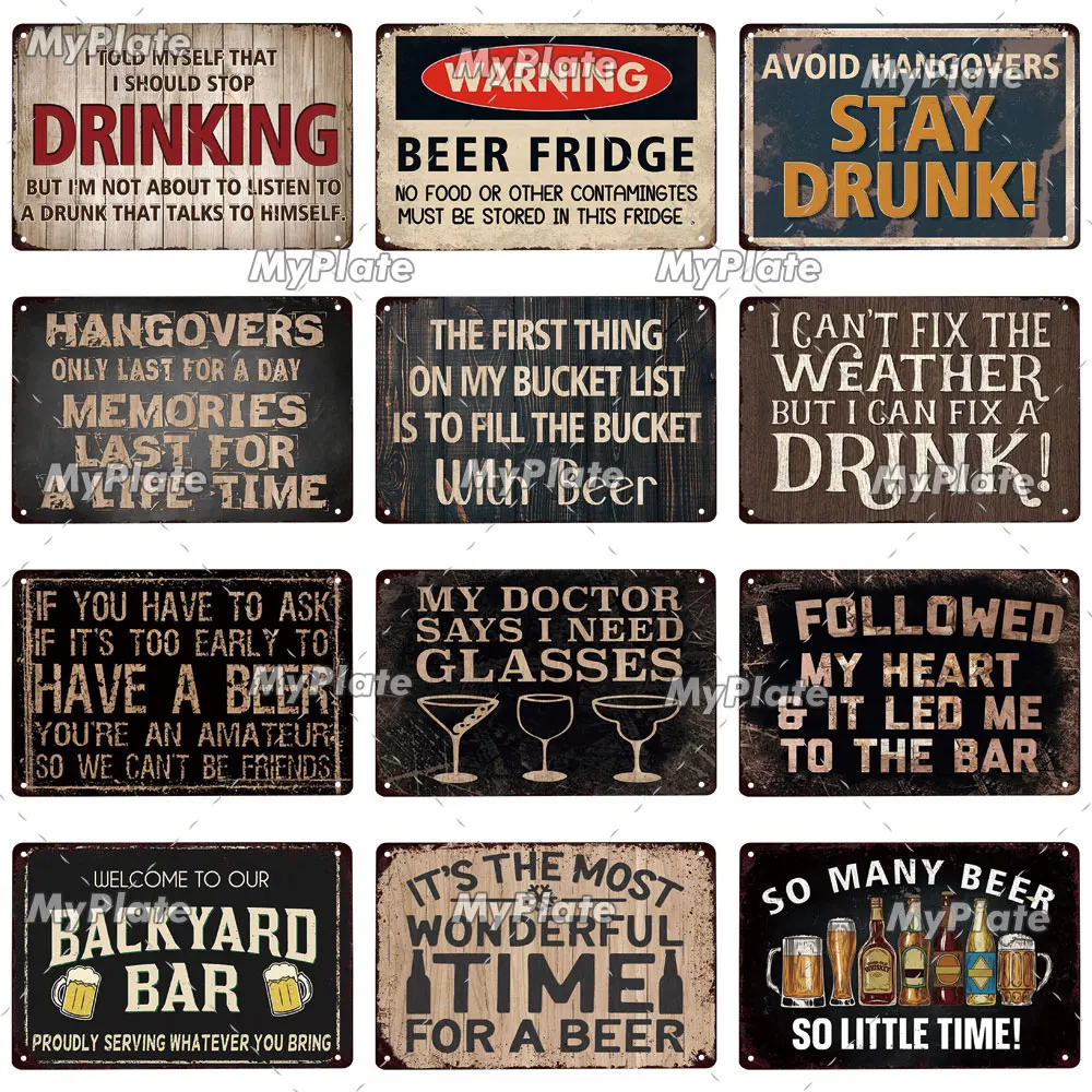 [MyPlate]Beer Rules Wooden Sign Wall Plaque Bar Sign Beer Garden Plaque Home Decor Wall Decoration Poster Gift Custom Made