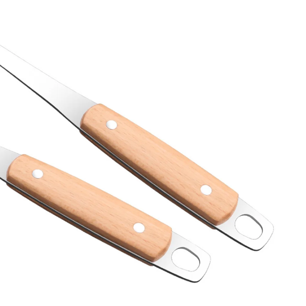 Espátula de cocina de acero inoxidable, mango de madera, volteador plateado para freír panqueques, pescado, mariscos, utensilios de cocina para el hogar