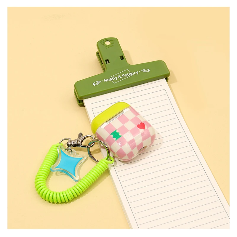 Soft Checkerboard Headphone Case para AirPods, estojo protetor criativo, rosa e verde, AirPods Pro