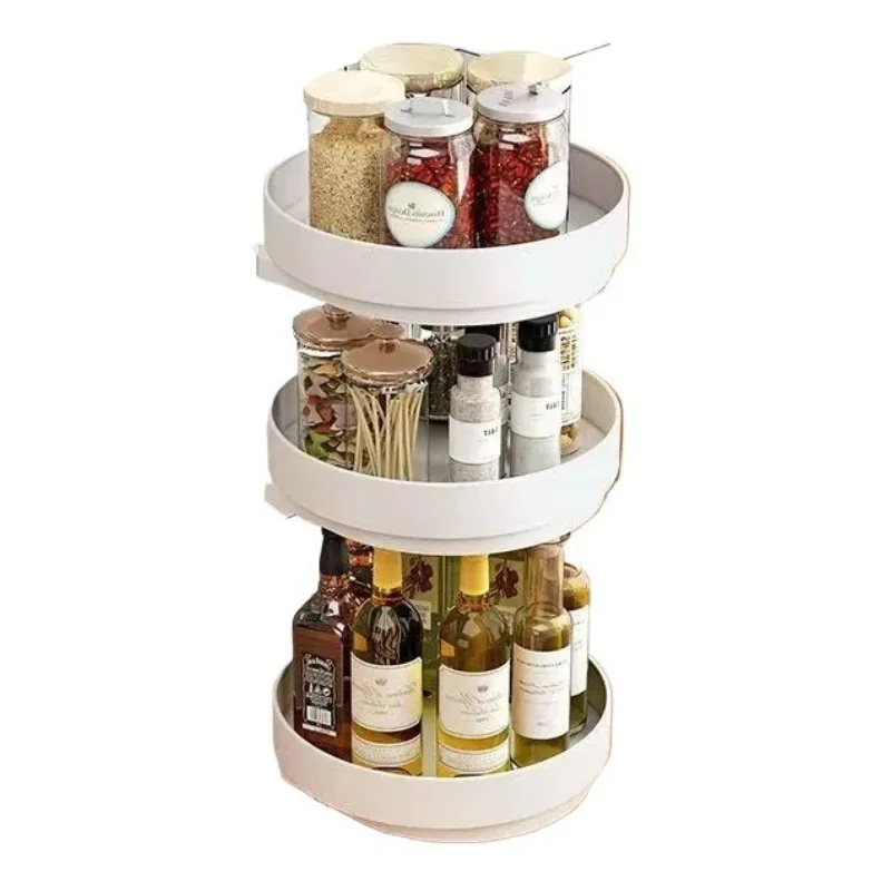 Desktop rotating seasoning rack, kitchen condiment rack, household Daquan countertop, oil, salt, sauce and vinegar storage rack