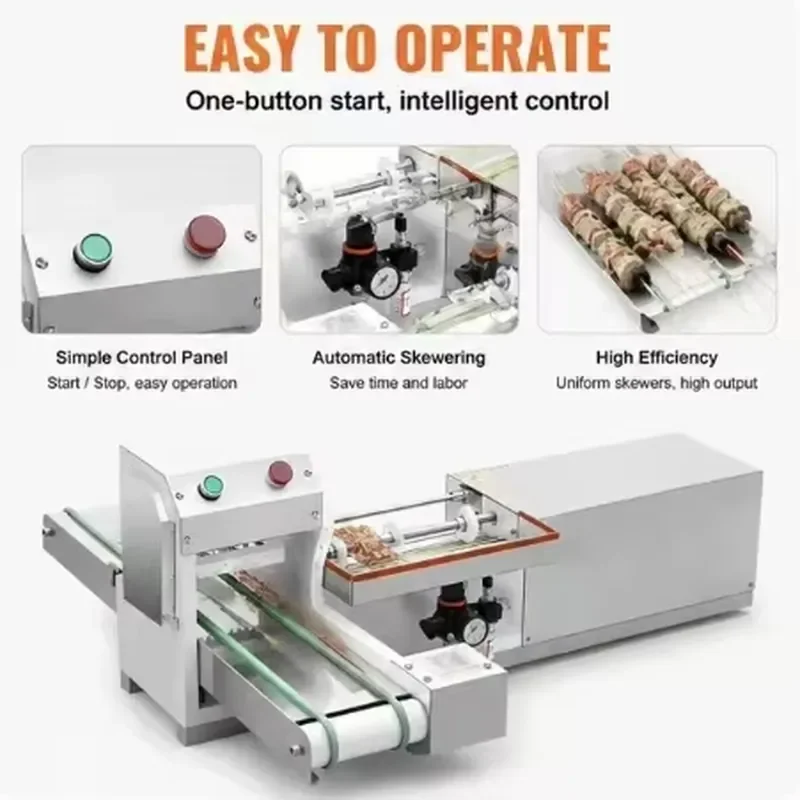 Automatic Meat String Skewer Machine CNC Intelligent Control Commercial BBQ Machine For Beef Lamb Squid Tofu