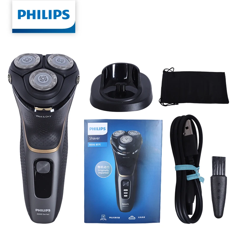 Barbeador Elétrico Masculino Original Philips S4313 Sem Fio Lavável Aparador de Barba Carregamento Rápido em 1H 60 Minutos de Uso
