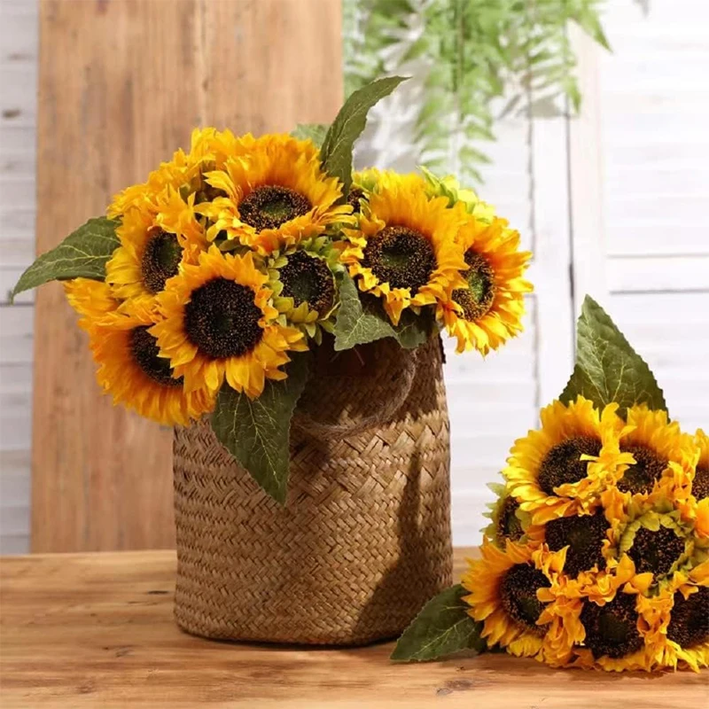 Künstliche Sonnenblume, künstlicher Blumenstrauß, Fake-Blume für Zuhause, Tischdekoration, Hochzeitsdekoration, Blumenarrangement im Freien – Detail 4