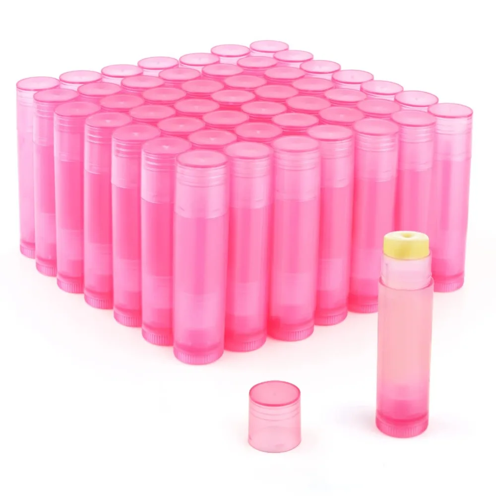 50Pcs/lot 5ml Colorful Lip Balm Lipstick Tube Refillable Cosmetic Empty Containers Clear Travel Bottle DIY Lipstick Sample Stick