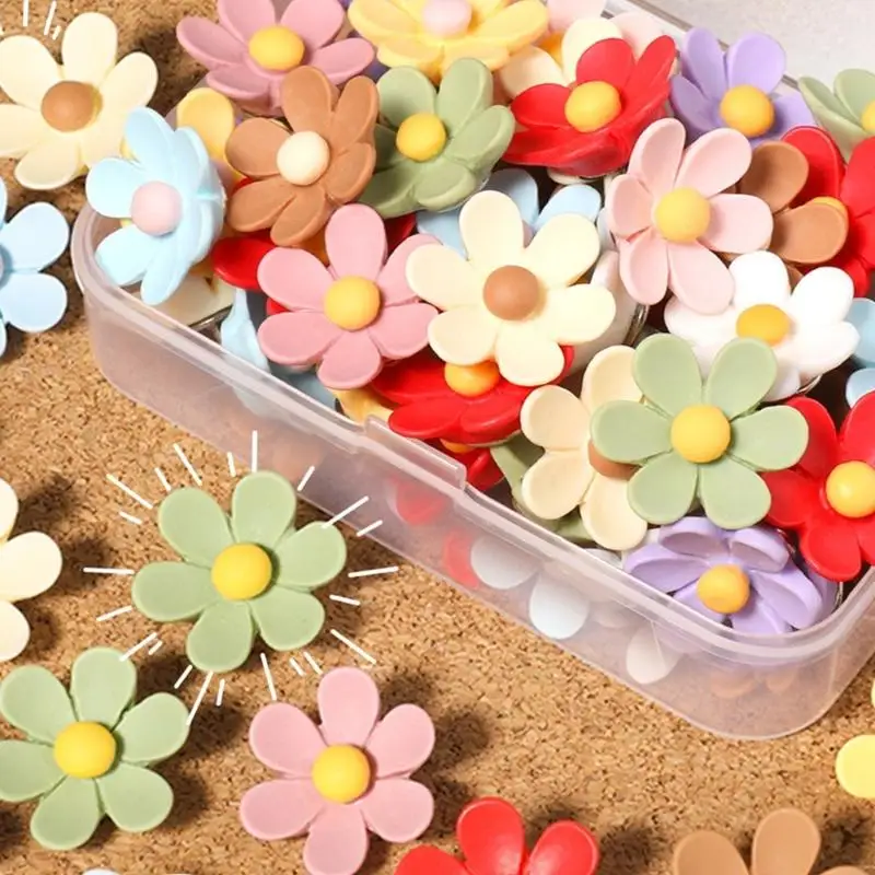 

20/30Pcs Flower Push Pins Decorative Thumbtacks Cork Notice Board Thumb Tacks W8EC