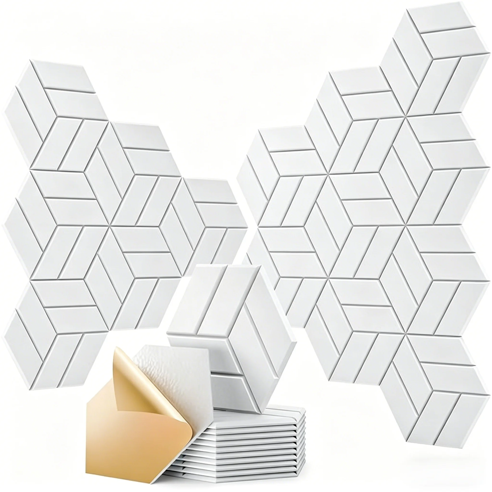 6pcs Hexagon Polyester Fiber Felt Wall Sticker Self Adhesive Noise Reduction Sound-absorbing Panel for Wall Decoration