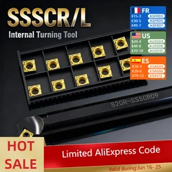 SSSCR/L Lathe turning tools S12M-SSSCR09 S25S-SSSCL09 CNC Internal tool holder metal Boring Bar SCMT/SCGT09 carbide inserts