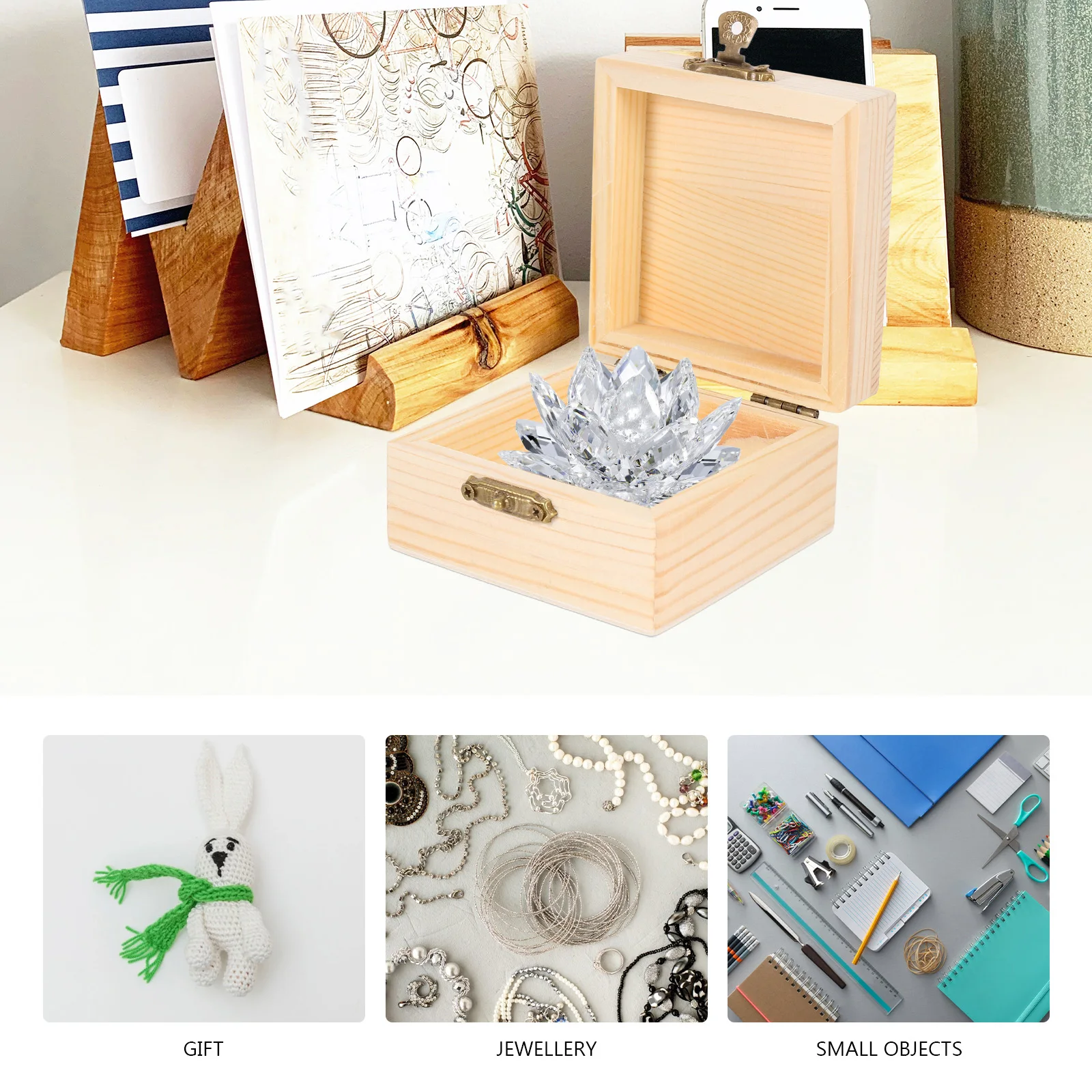 

4pcs Wooden Jewelry Box Natural Solid Wood Retro Lock Portable Storage For Jewelry Gift Small Objects High-Grade Craft