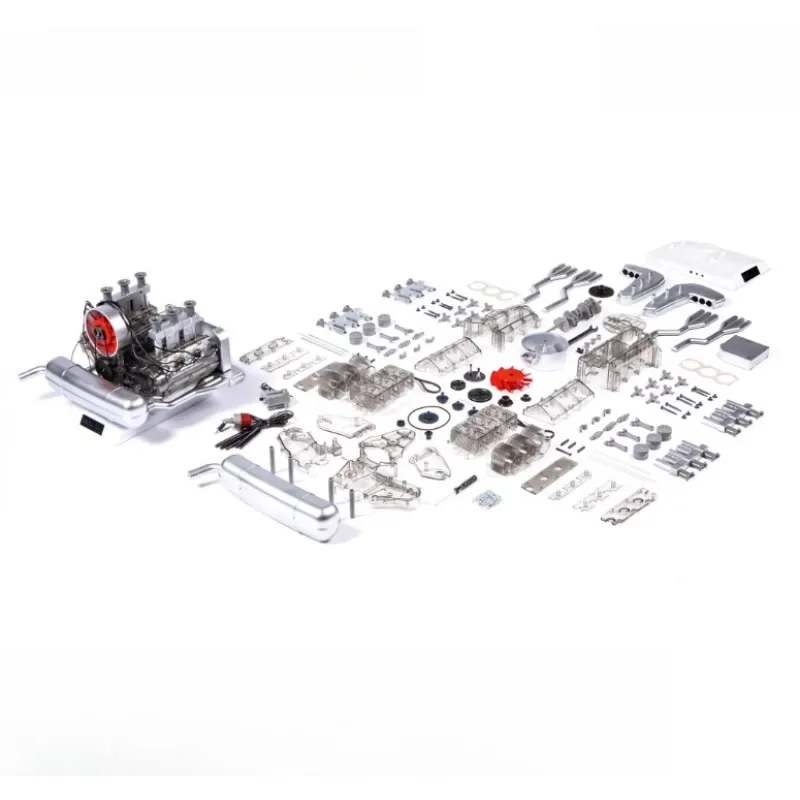NF Classic Air-cooled 6-cylinder Engine Model 1:4 Scale Engine Model Building Kits Metallic Finish Over 200 Parts Collectible To