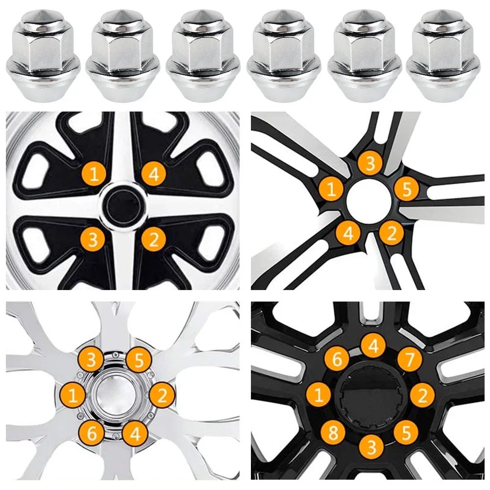20Pcs Wheel Nuts For Ford Wheels M12x1.5 19mm Hex Wheel Nuts 60 Degree Taper Carbon Steel Plated Nuts