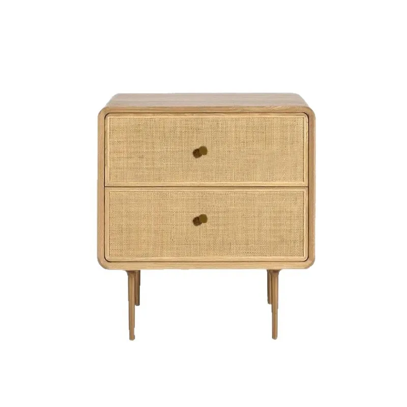 Armoire de rangement à tiroirs en bois massif et rotin, six seaux, simple, pour chambre à coucher, côté salle à manger, entrée de salon