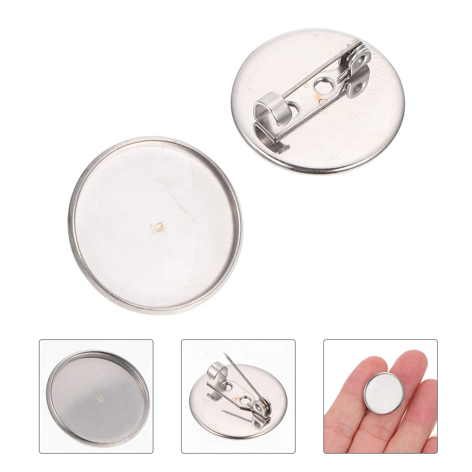

20Pcs DIY Brooch Supplies Stainless Steel Blank Breastpin Trays Round Brooch Settings for Jewelry Making Craft Projects