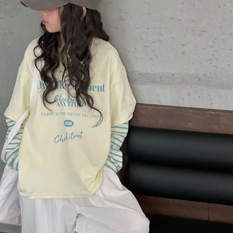 ملابس الفتيات المزيفة المكونة من قطعتين من 9 إلى 10 سنوات كارتونية للأطفال موضة ربيع الخريف تي شيرت للفتيات الصغيرات ملابس كورية 2025 4 #5