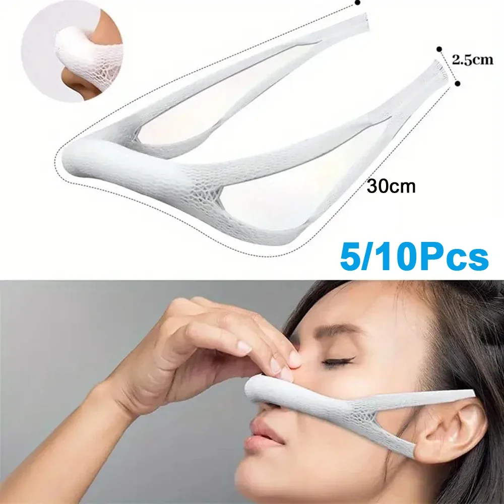 10pcs White External Nasal Bandage Stretchable Nose Surgery Elastic Bandage with Mesh Lugs Nose Elastic Bandage Accessories