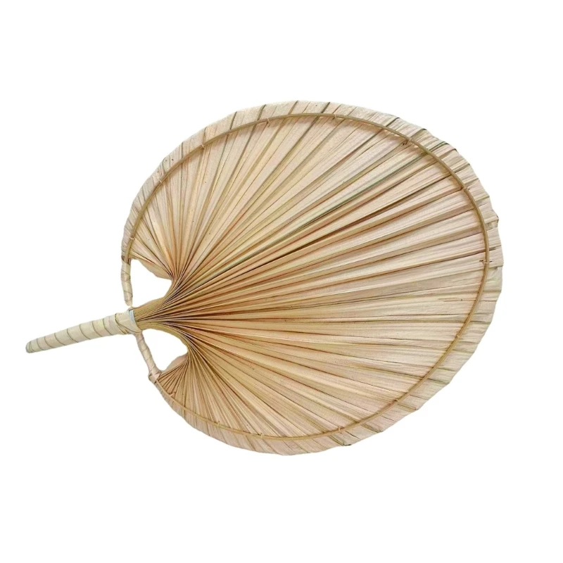 Vintage-style Hand-Woven Hand Fan Handmade Fan Summer Cooling Fan Handhold Fan for Elderly Children Wall Decoration- Fan