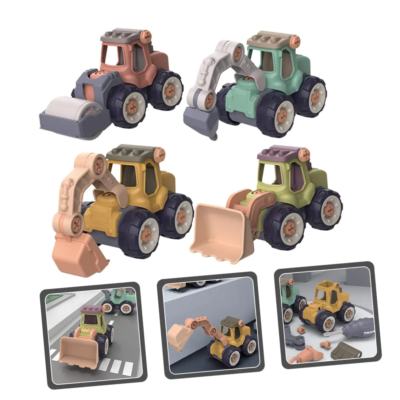 DIY Assembly Excavator Toy Kids Children Gifts Engineering Vehicle Construction Excavator Tractor Dump Truck Bulldozer Models