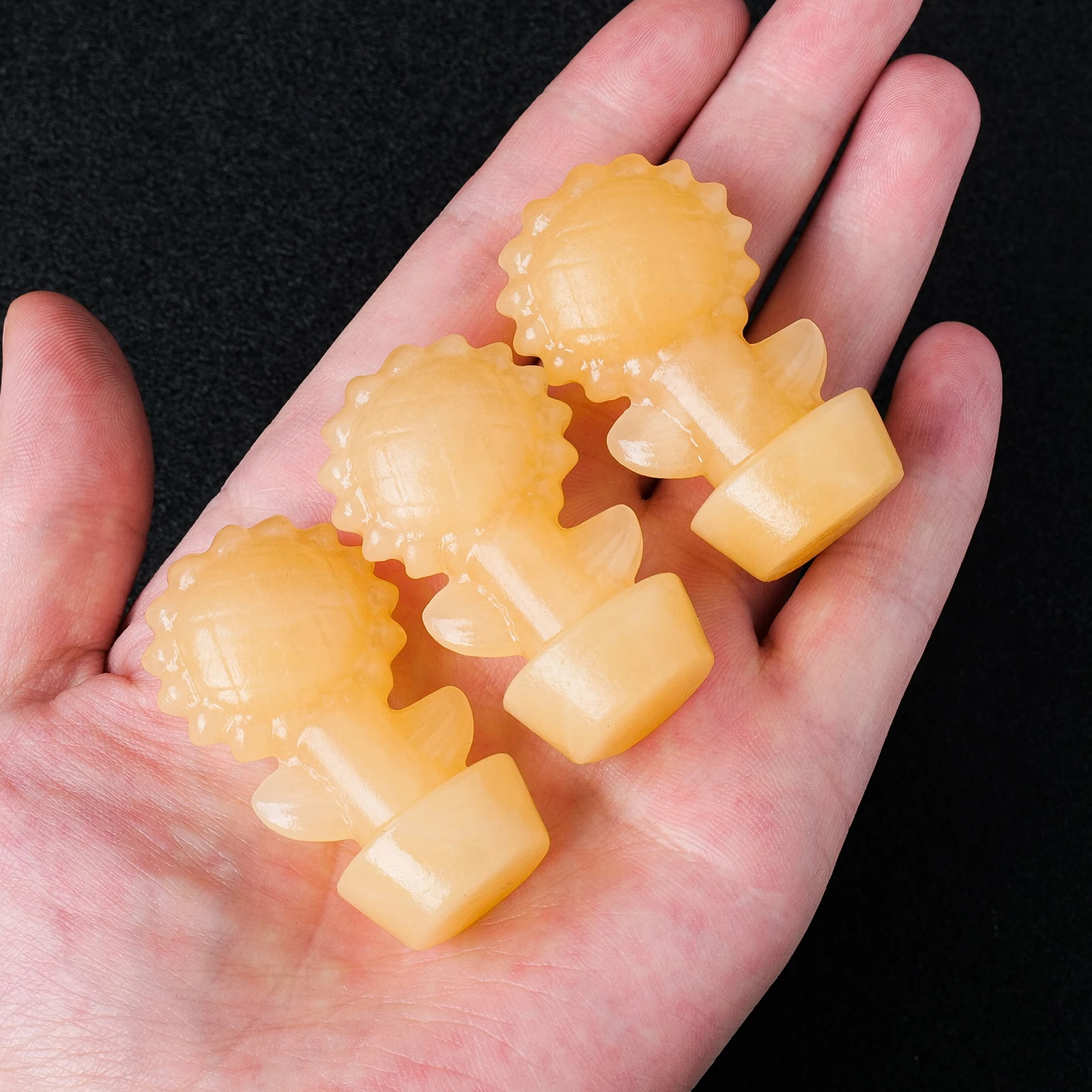 1PC Natural Yellow Calcite Sunflower Potted Carving Art Decoration Energy Healing Crystal Stone Souvenir Gift