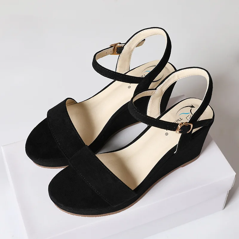 Women Sandals Summer Wedges Small Size 31 32 33 black Women Black Shoes Platform High Heels