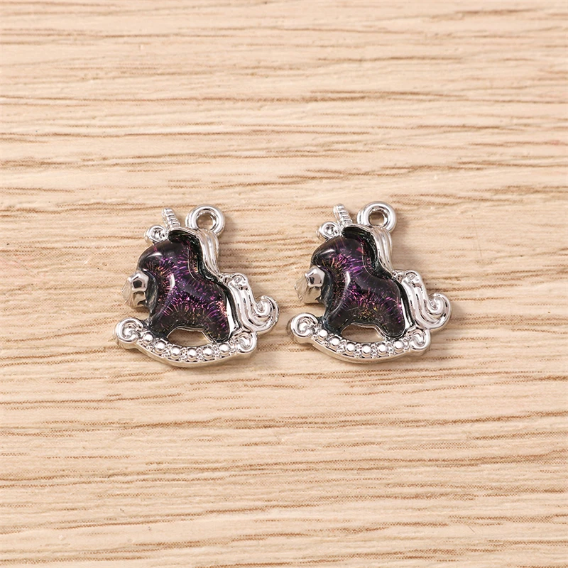 5 Stück 13x14mm Niedliche Kristall-Tier-Anhänger in Form von Pferden für die Schmuckherstellung, Ohrhänger, Halsketten, Armbänder, DIY-Bastelzubehör – Detail 16
