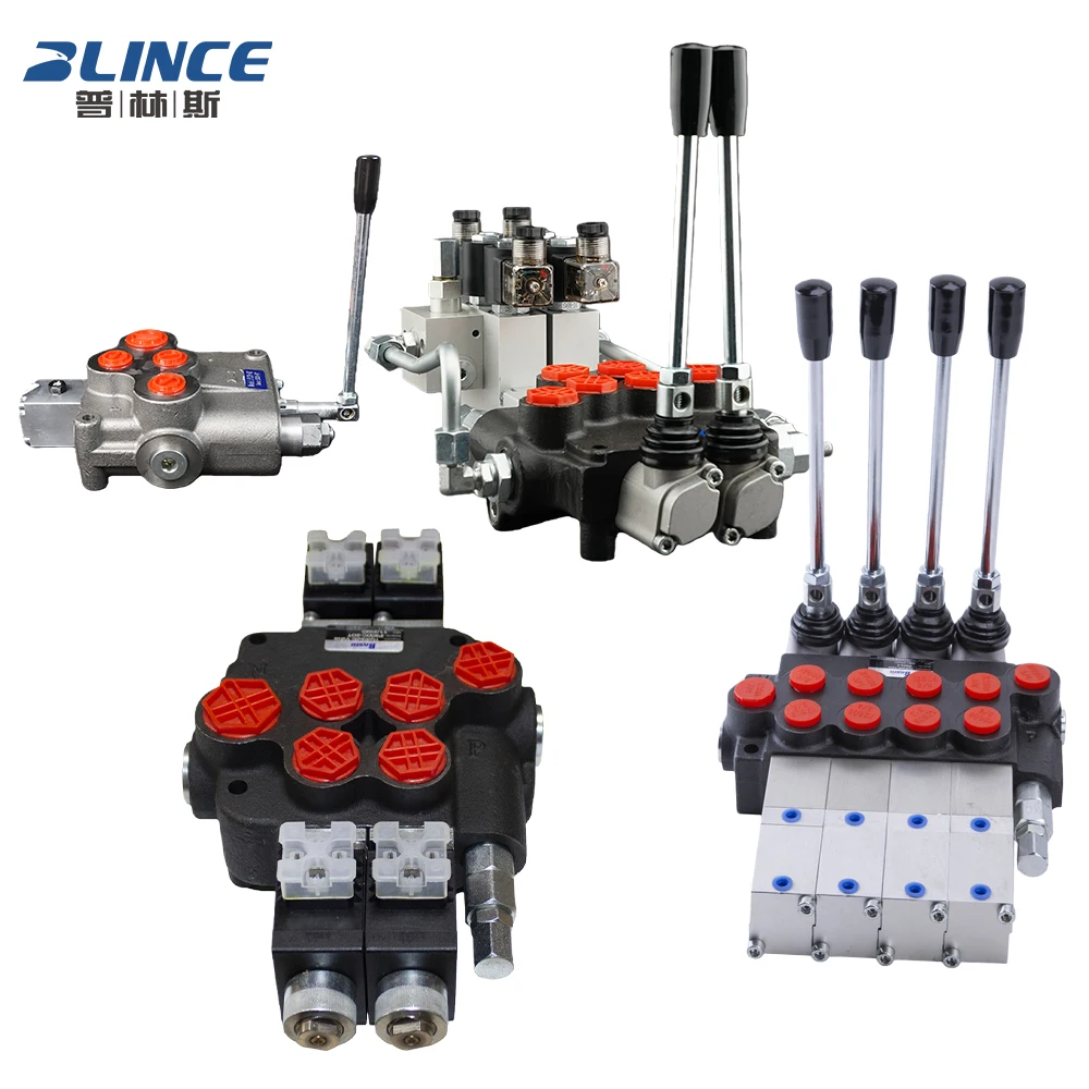 Electro- Hydraulic Solenoid Control Valve 24 12 Vdc Joystick 5 6 7 Spools Hydraulic Control Directional Control Valve Pneumatic