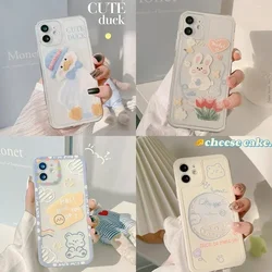 10 Types Creative Graffiti Phone Case for IPhone 15 14 13 12 Mini 11 Pro Max XS X XR 7 8 Plus Cute Cartoon Animal Silicone Cover