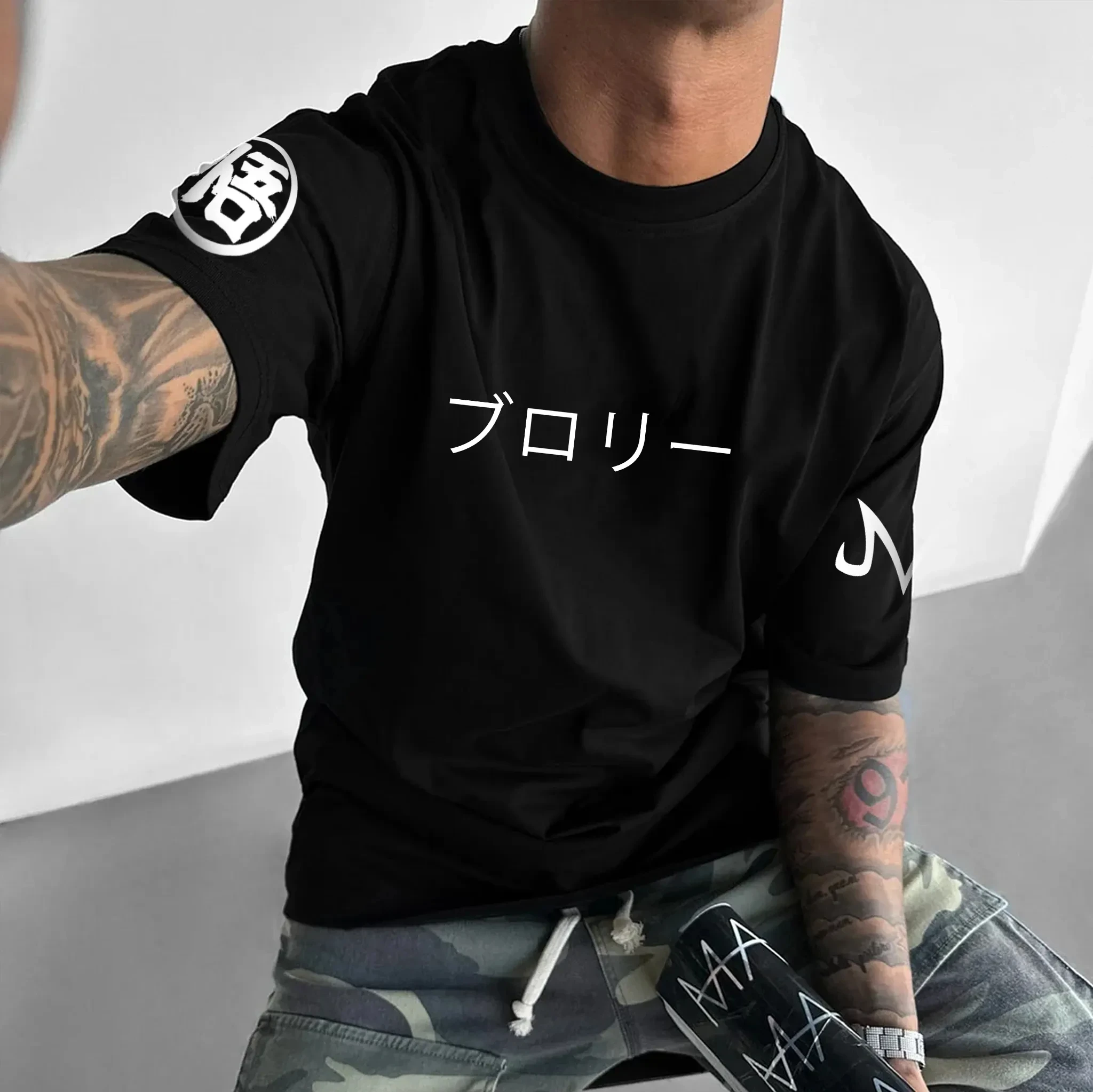 Kaos Oblong Katun Lengan Pendek Motif Dragon Ball Goku, Model Longgar Amerika untuk Pria dan Wanita, Bahan Bernapas untuk Olahraga Musim Panas