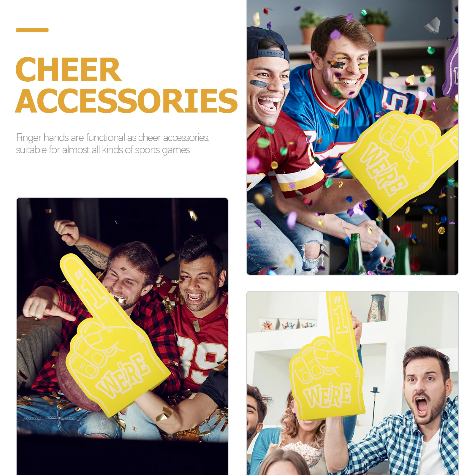 

3 Pcs Foam Finger Cots Cheerleading Props Sports Supplies Gloves Pompom Party Foamtiny Hands for Fingers Eva Practice