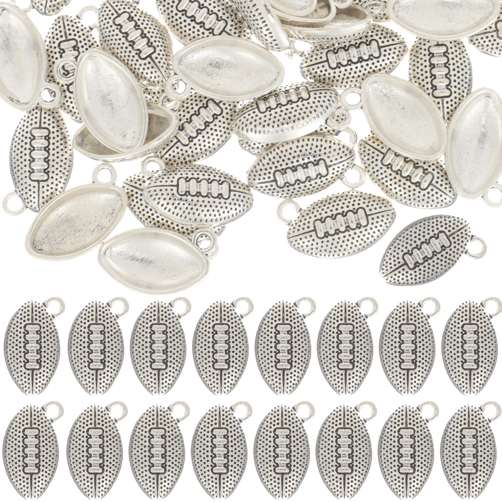 

50pcs Alloy Rugby Charms Key Ring Diy Pendants Jewelry Supplies Necklace Bracelet Making Accessories Durable Compact Smooth