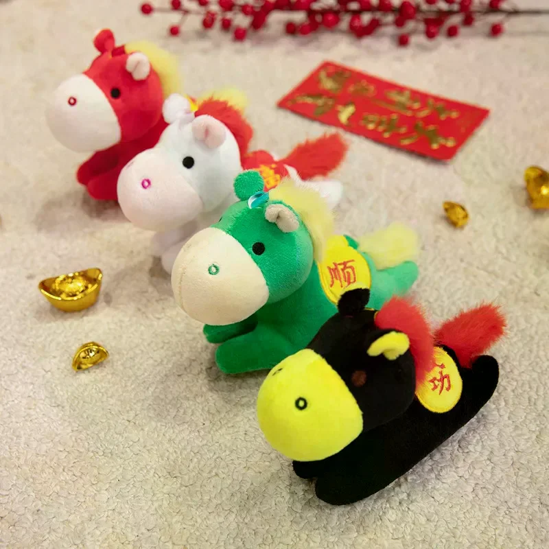Niedliches Maskottchen-Plüschtier „Jahr des Pferdes“ – Schlüsselanhänger, Taschenanhänger, chinesisches Neujahrs-Glücksbringer-Souvenir, Geschenk