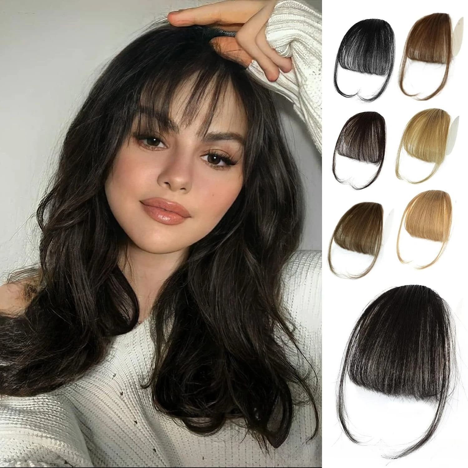 100% Human Hair Bangs Clip-In Extension Front Fringes Hair Pieces Air Bangs Natural Hair Accessories for Girls Real HairStrands