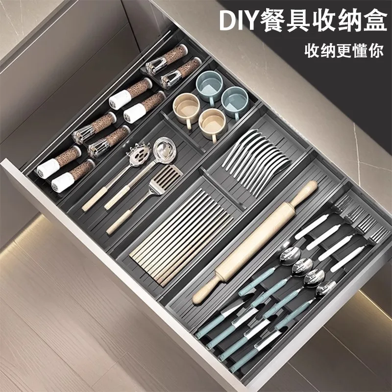 Kitchen Drawer Organizer Divider Dish Storage Rack Cutlery Plate Holder Cabinet Built-in Tableware Storage Box