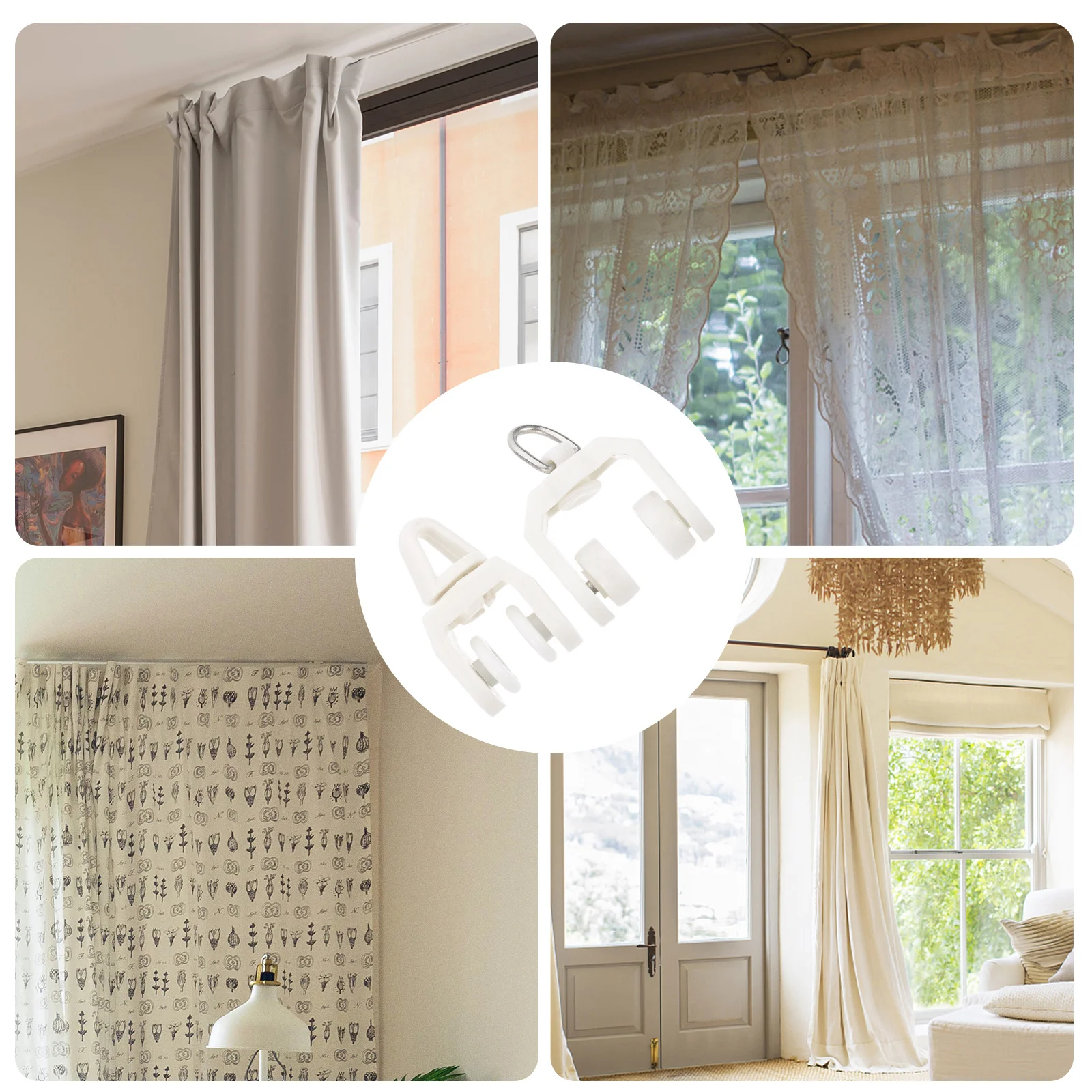 50 قطعة بكرات الستائر الصامتة مزلق المسار عجلة للستائر شير الستائر دش الستائر كتم عداء بكرة