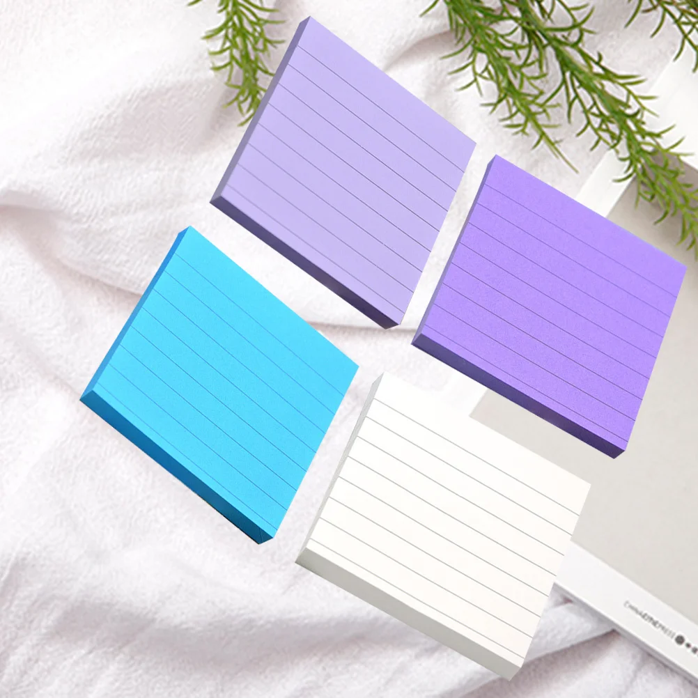 

4 Pcs Striped Sticky Notepads Paper Notes Stickers Memo Self-stick Fluorescence