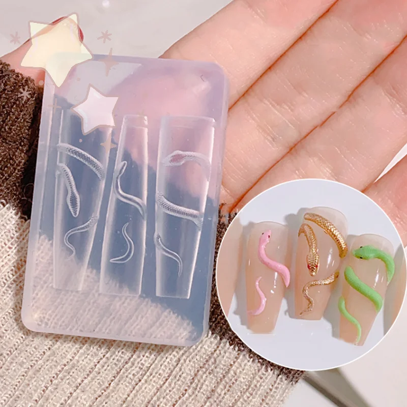 Cartoon Mini Schlange Silikon Nagel Form Stanzen Vorlage Für Stereoskopischen Nagel Dekorationen DIY Maniküre Design Werkzeuge