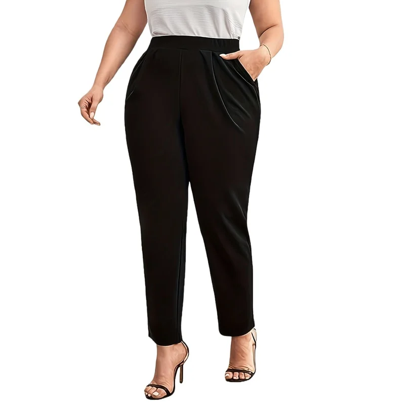 

Женские прямые брюки больших размеров с эластичным поясом, стандартный крой, 2026