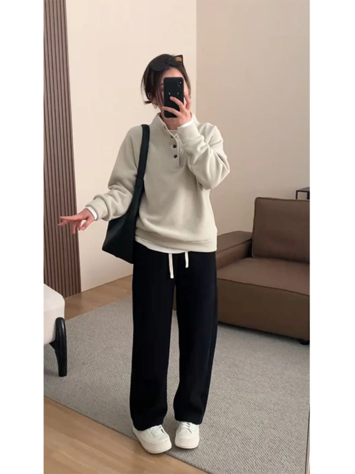 

Художественный женский свитшот, свободный Thiened oulder Sve, повседневный цветной модный топ с несколькими пуговицами на зиму