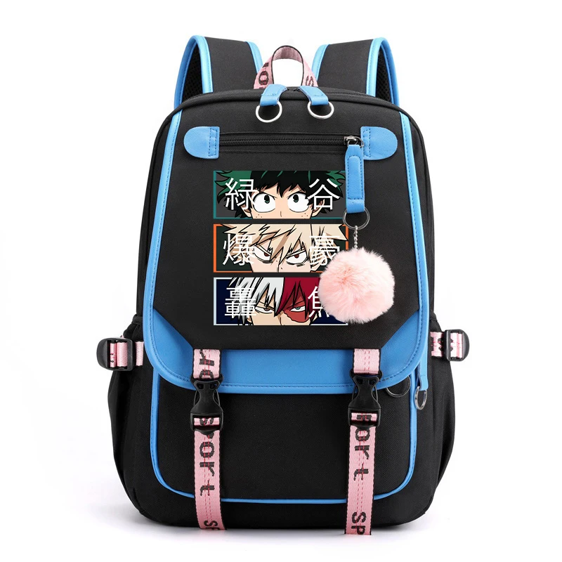 Novo anime deku bakugou katsuki todoroki shoto impressão mochila estudante feminino algodão lona mochila kawaii feminino masculino mochila