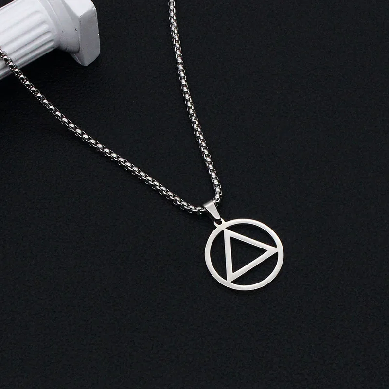 hiphop rap male and female hipsters Eminem the same style of iron triangle necklace titanium steel pendant hanging accessories