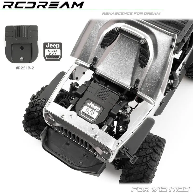 RCDream 1/12 H12Y V6 Engine Cover Decoration Panel for MJX Hyper Go RC Car Scale Accessories Engine Bay Upgrade Parts DIY Kit