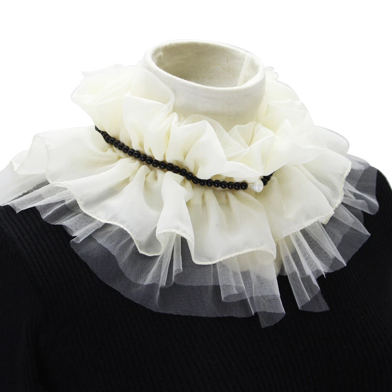 Ladies Ruffles Stand Shirt Scarf Fake Collar Sweater Decorative Collar Detachable Lace Blouse Doll Collar Neckwear For Women