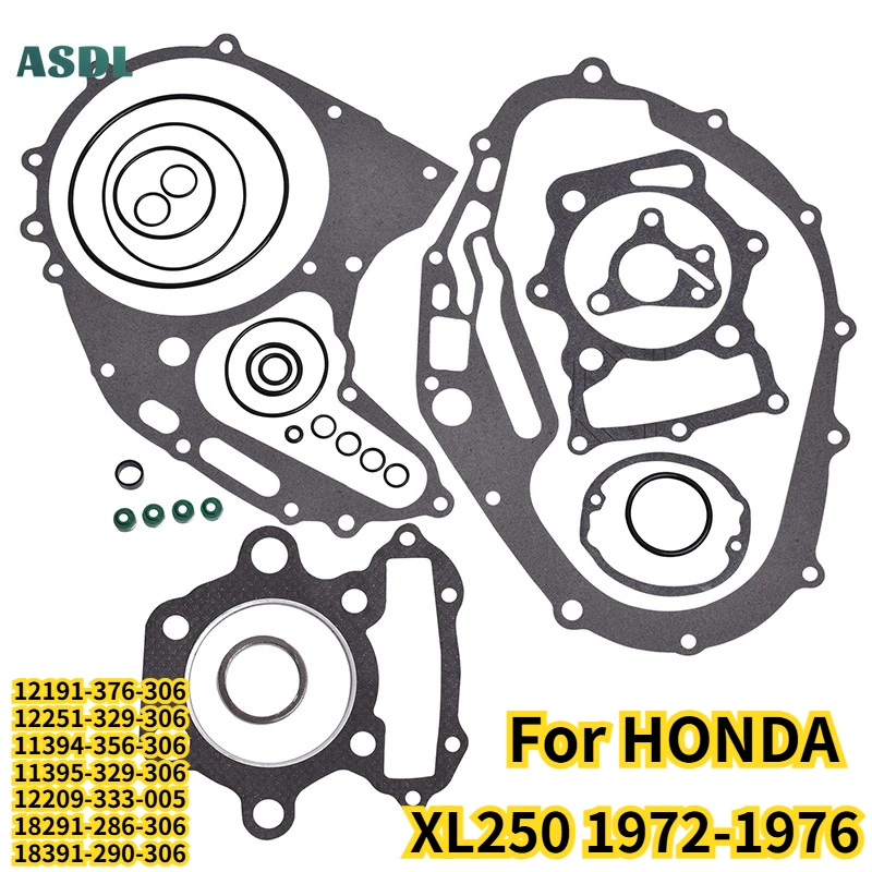 12191-376-306 250cc Motorcycle Engine Full Cylinder Head Complete Overhaul Mat For HONDA XL250 XL 250 1972-1976 11394-356-306