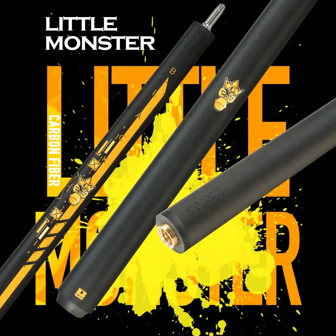 

Little Monster 3 Pieces Punch Jump Cue Carbon Shaft 147cm 12.9mm with Leather Bag Break Jump Cue Professional Billiards Stick