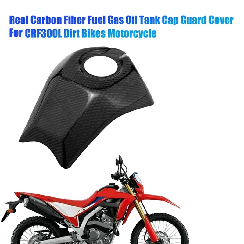 Real Carbon Fiber Fuel Gas Oil Tank Cap Guard Cover for Honda CRF300L Dirt Bikes Motorcycle Gas Shield Accessory