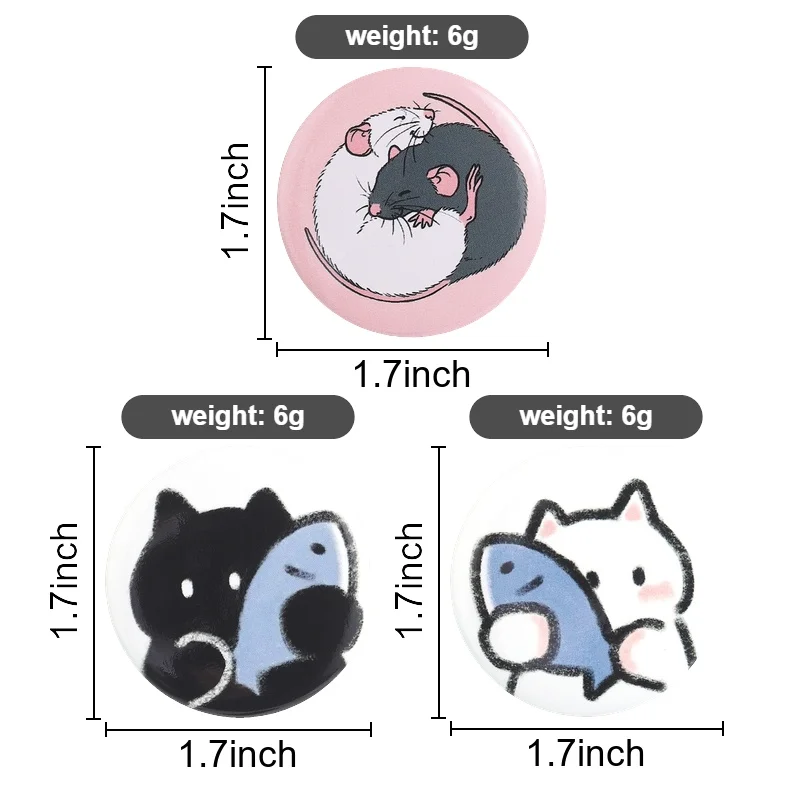 Cute Cartoon Animal Enamel Pins Sleeping Mice And Cat with Fish Metal Brooches Fashion Lapel Badge Backpack Clothes Jewelry Gift