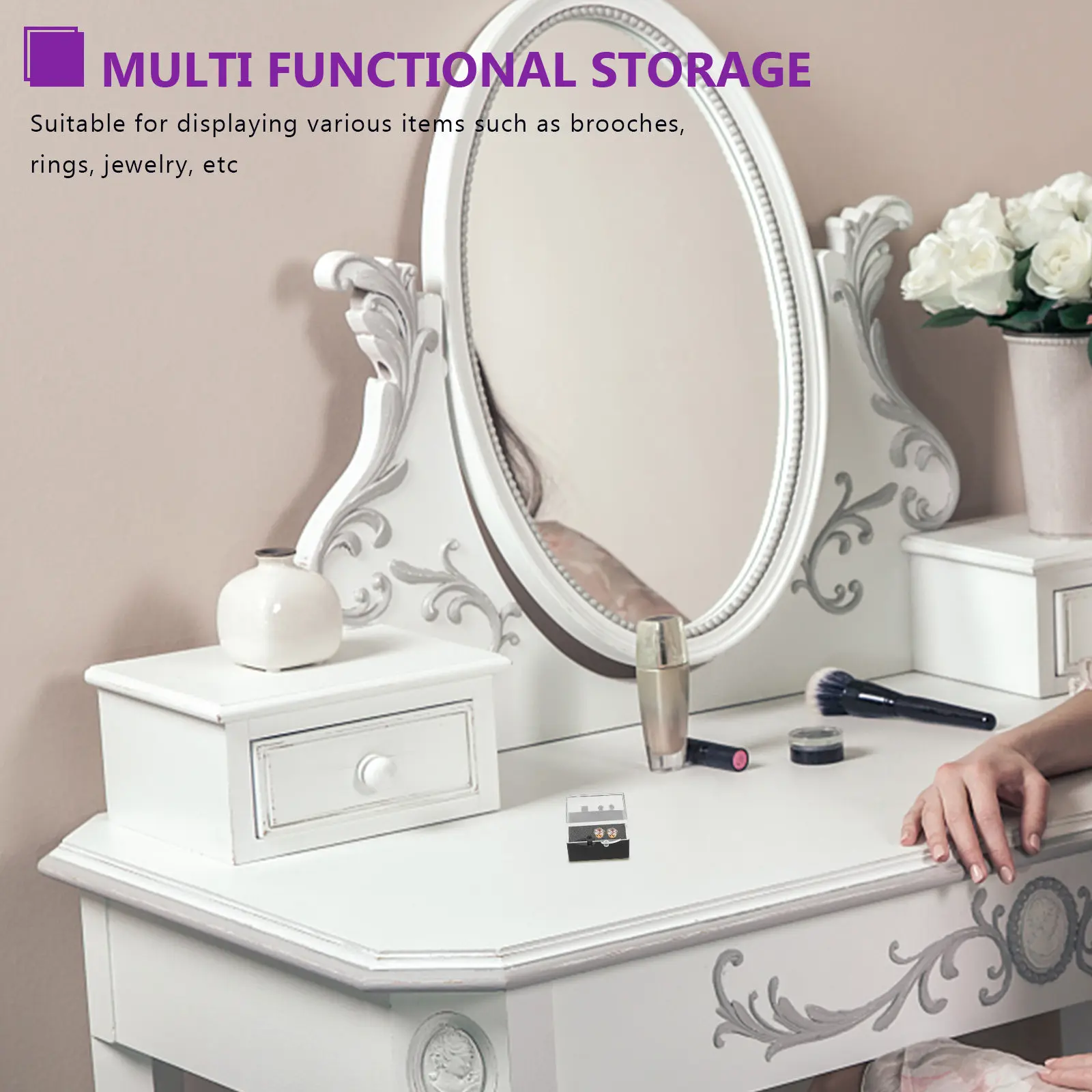 

Набор из 10 прозрачных квадратных коробок-органайзеров для ювелирных изделий, брошей и значков, защитный футляр для хранения украшений с губкой