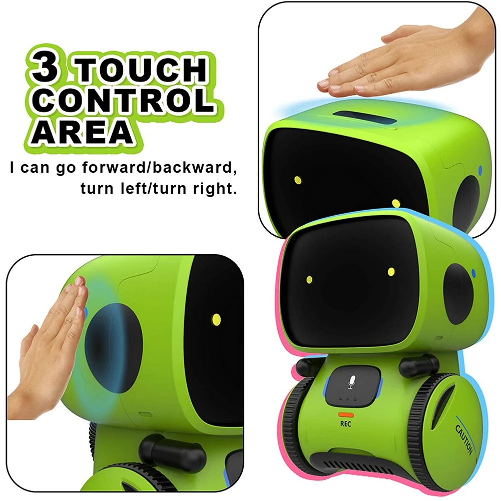 WOTT-Smart Robot dla dzieci, inteligentny robot dla dzieci z sterowaniem głosem i czujnikiem kontaktu, tańcem i śpiewem oraz chodzeniem, rejestratorem