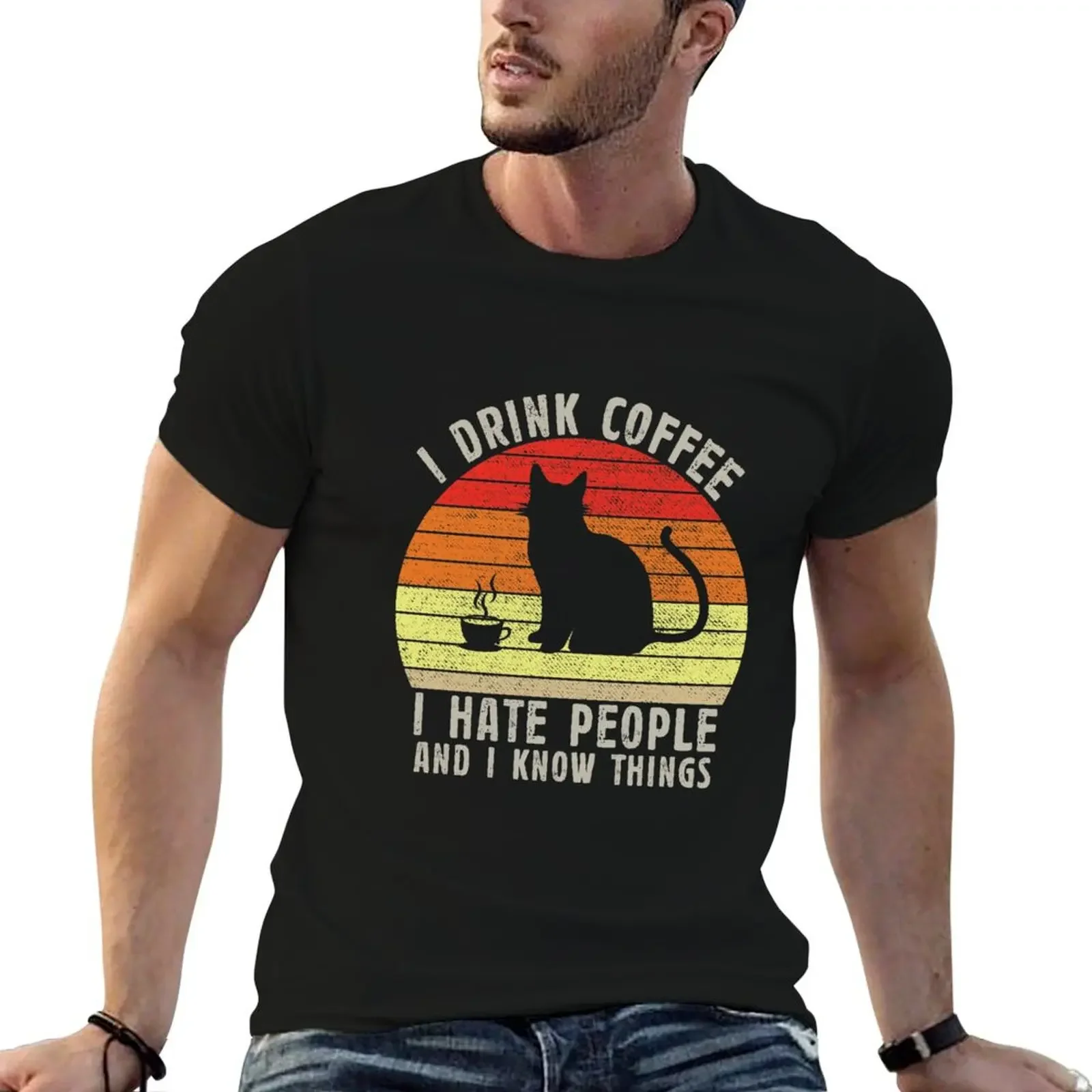 I Drink Coffee I Hate People And i Know things T-Shirt oversized graphic tee cotton graphic tees mens graphic t-shirts hip hop