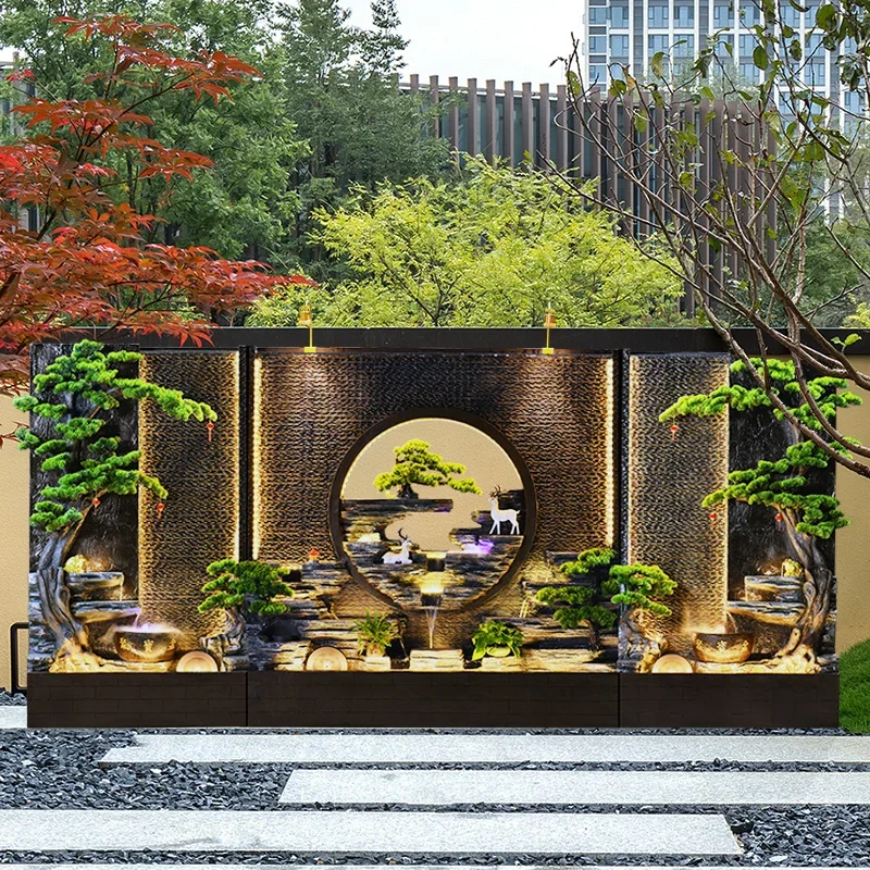 Flowing water screen partition entrance hotel company rockery fountain landscape fish pond ornament