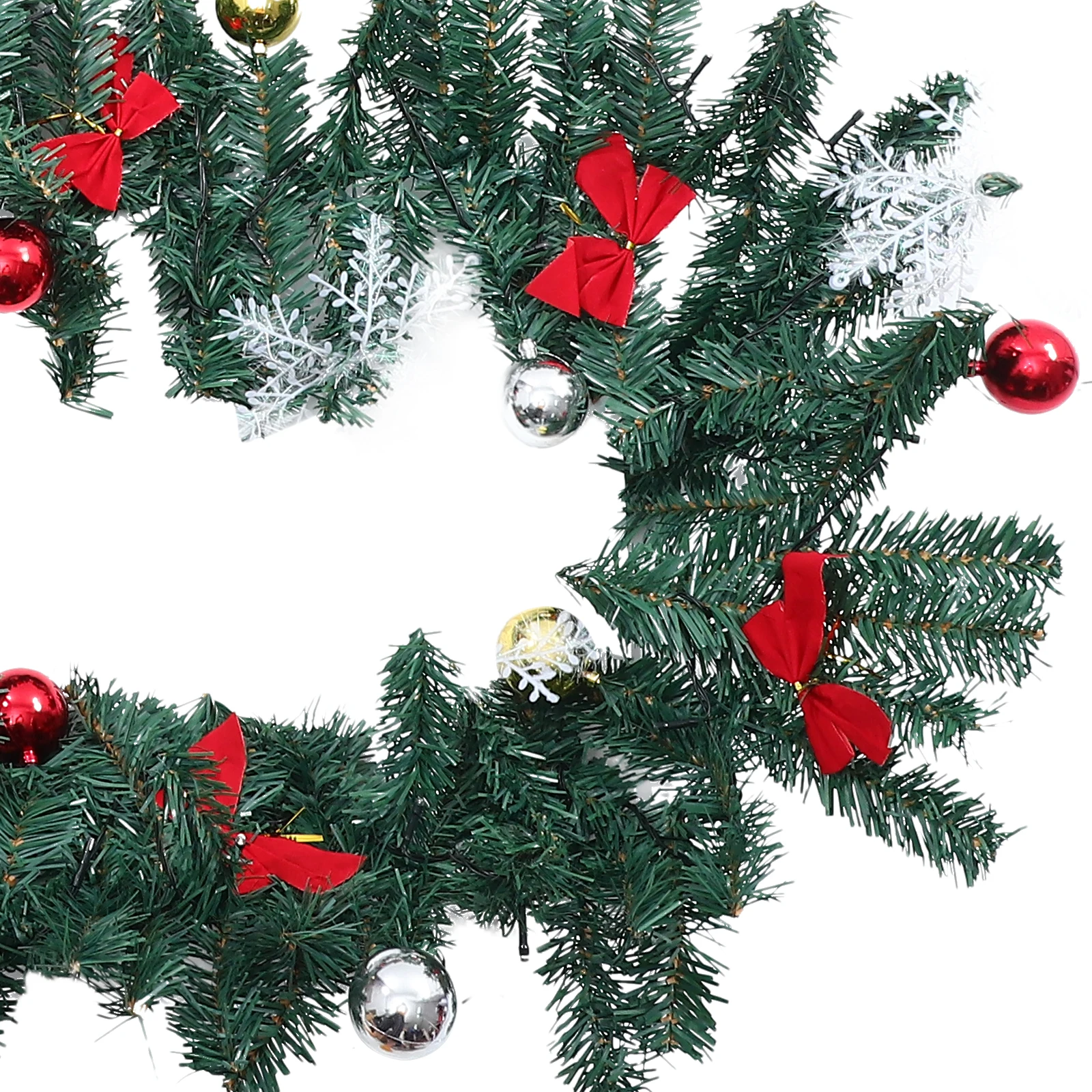 

Artificial Christmas Garland With Warm White Lights Xmas Party Decor For Home Fireplace Front Door Outdoor Diy Holiday