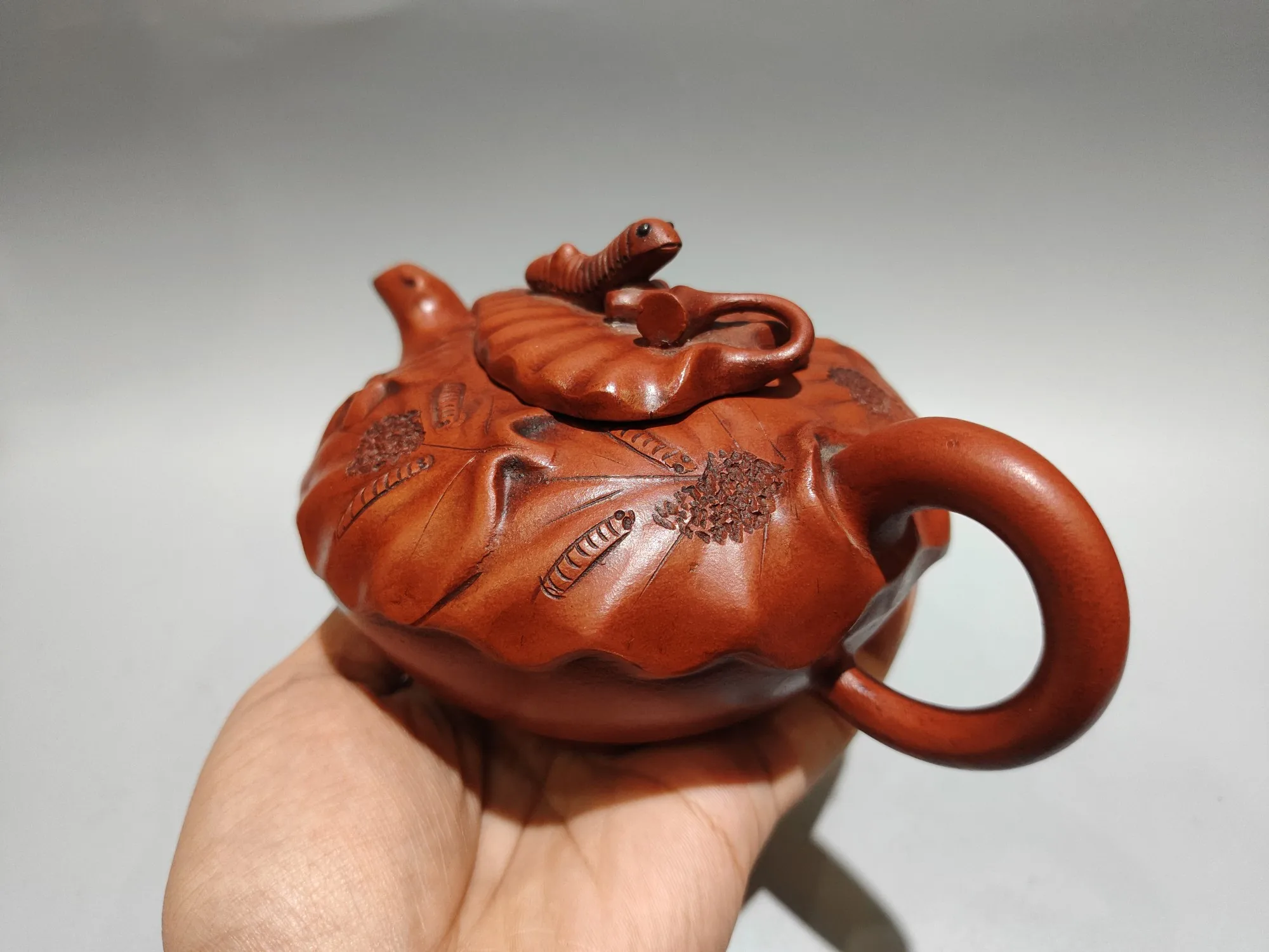 Yixing Teapot Purple Clay Pot Raw Red Clay Silkworm leaf texture Silkworm pot Kettle Teapot Pot Tea Tasting
